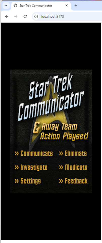 Star Trek Communicator main screen.